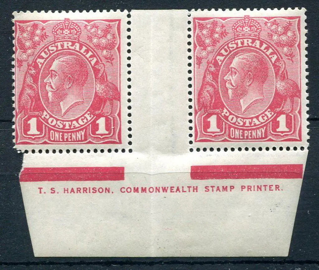 1914-20 Single Watermark 1d red Harrison one line ... Image 1++