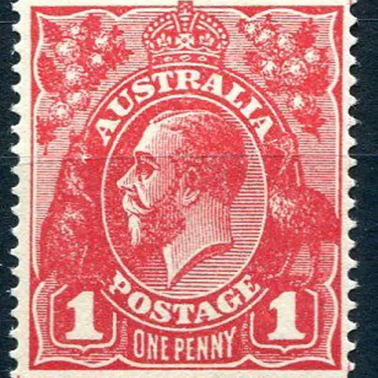 1914-20 Single Watermark 1d red single line perf ...