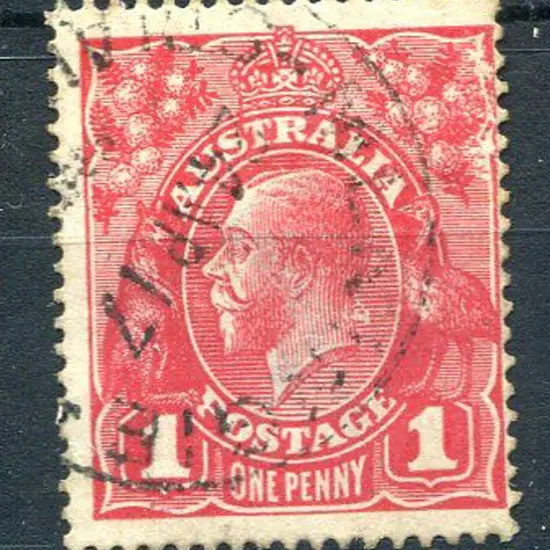 1914-20 Single Watermark 1d scarlet aniline with ...