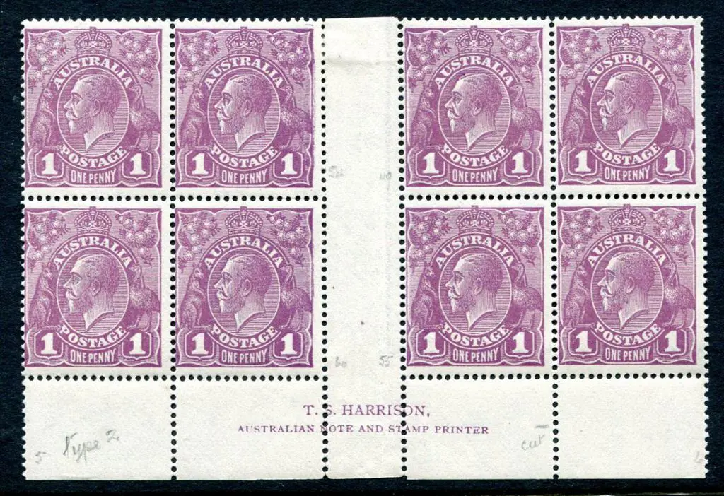 1914-20 Single Watermark 1d purple in Harrison ... Image 1++