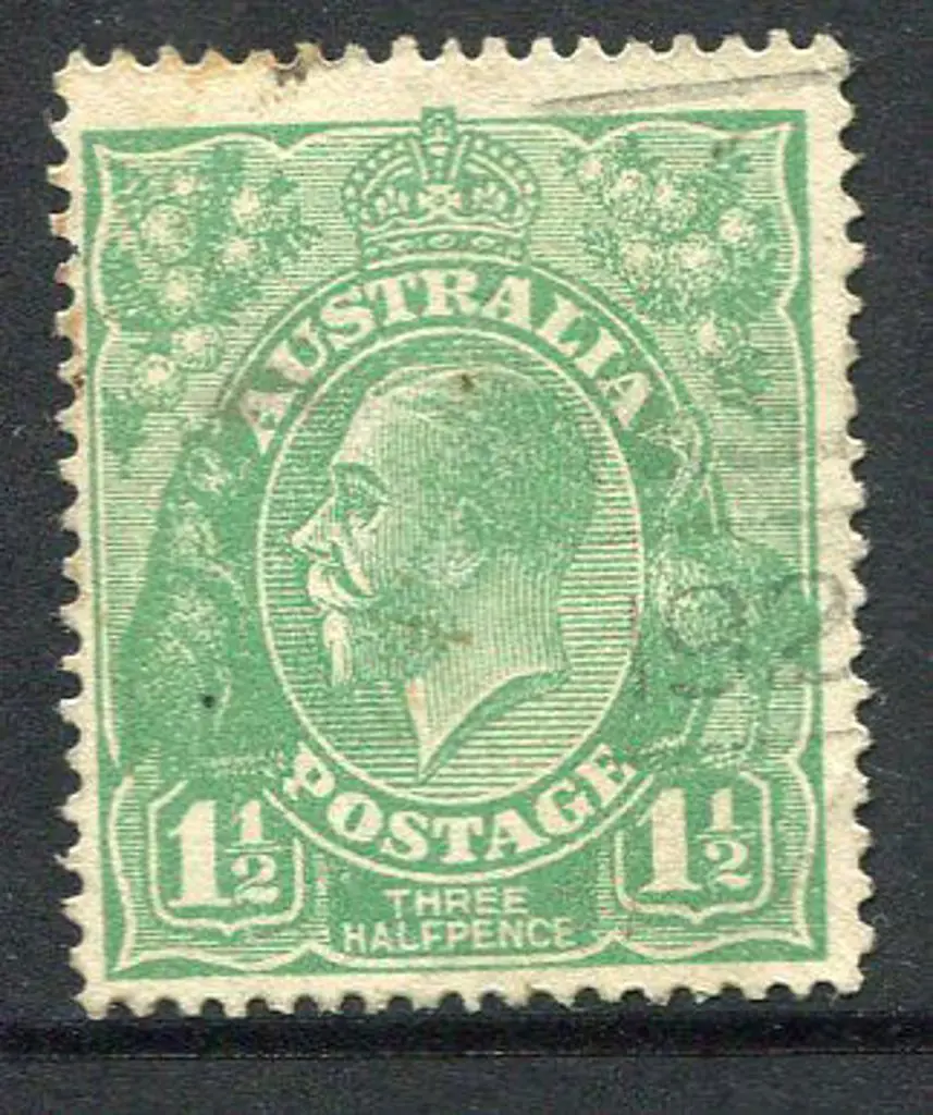 1914-20 Single Watermark 1½d blue-green on coarse ... Image 1++