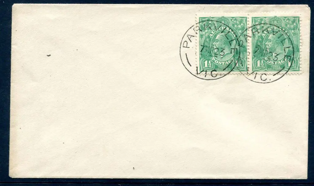 1914-20 Single Watermark 1½d green horizontal pair ... Image 1++
