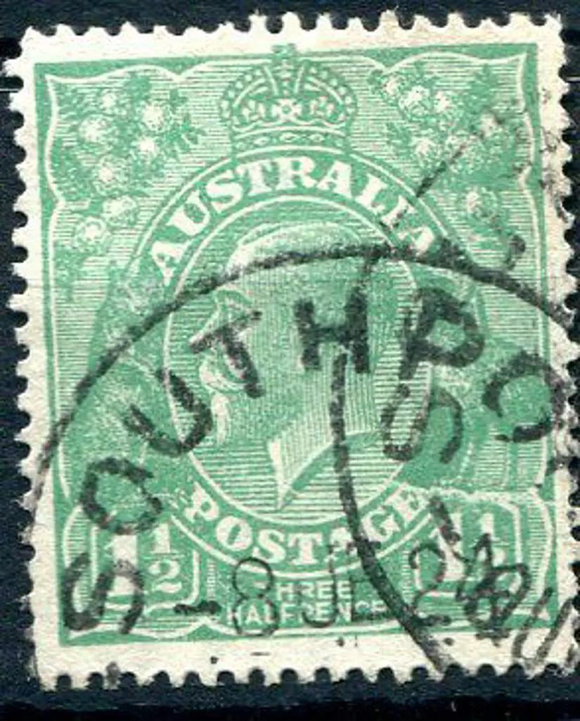 1914-20 Single Watermark 1½d green with cracked ... Image 1++