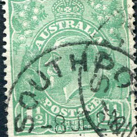1914-20 Single Watermark 1½d green with cracked ...