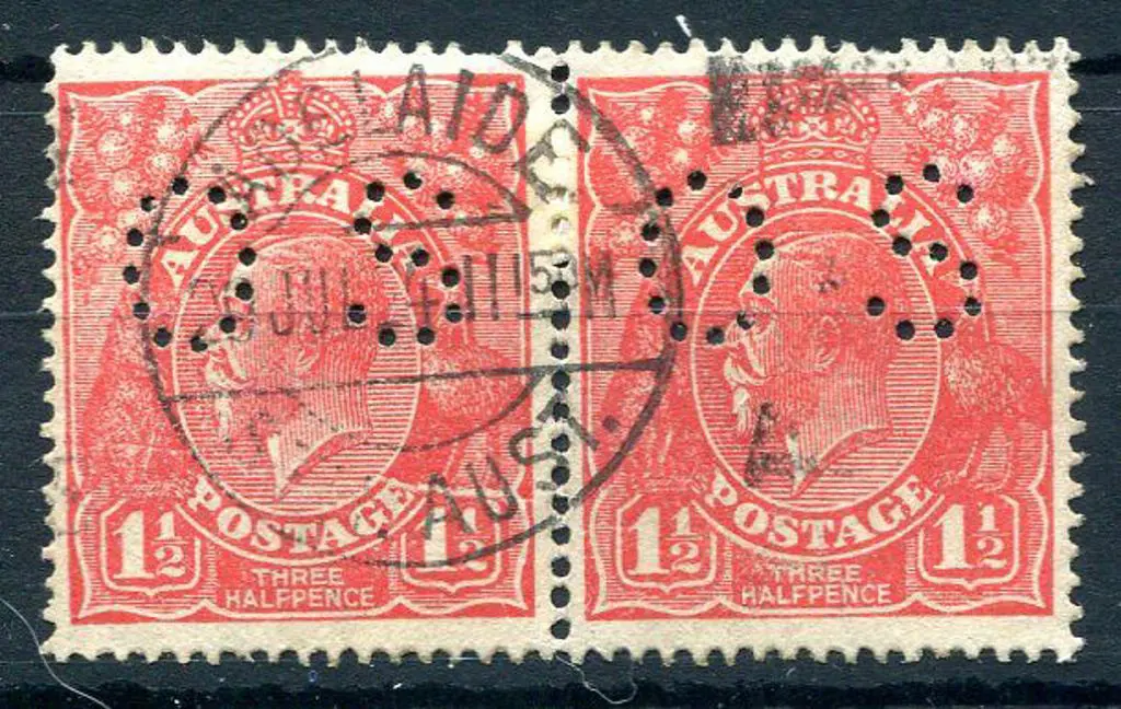 1914-20 Single Watermark 1½d red horiz pair ... Image 1++