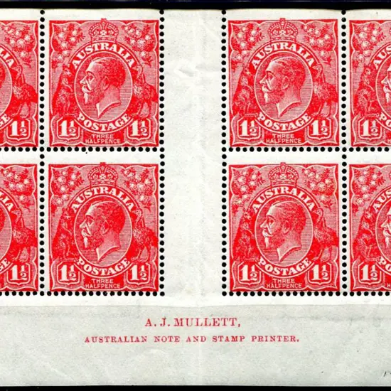 1914-20 Single Watermark 1½d red Mullett imprint ...