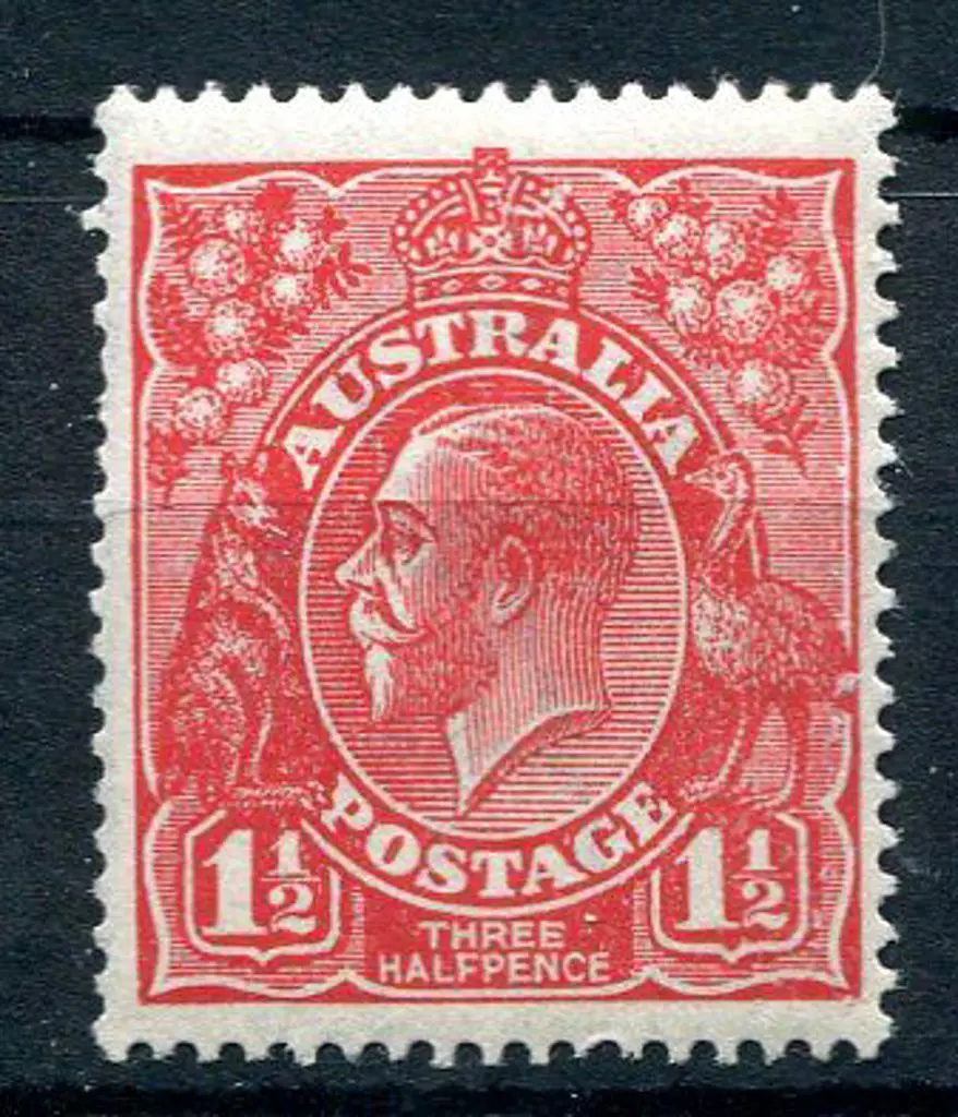 1914-20 Single Watermark 1½d red with "cracked ... Image 1++