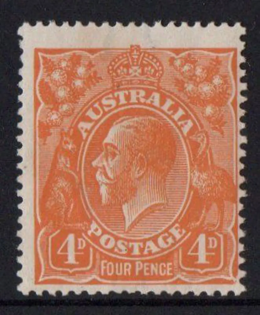 1914-20 Single Watermark 4d buff orange with ... Image 1++