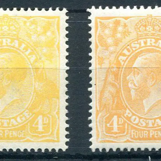 1914-20 Single Watermark 4d lemon yellow, MLH ...
