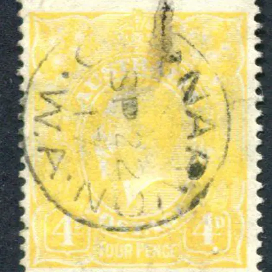 1914-20 Single Watermark 4d lime-yellow fine used ...