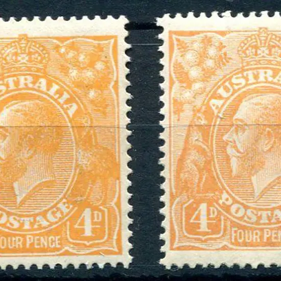 1914-20 Single Watermark 4d orange aniline & 4d ...