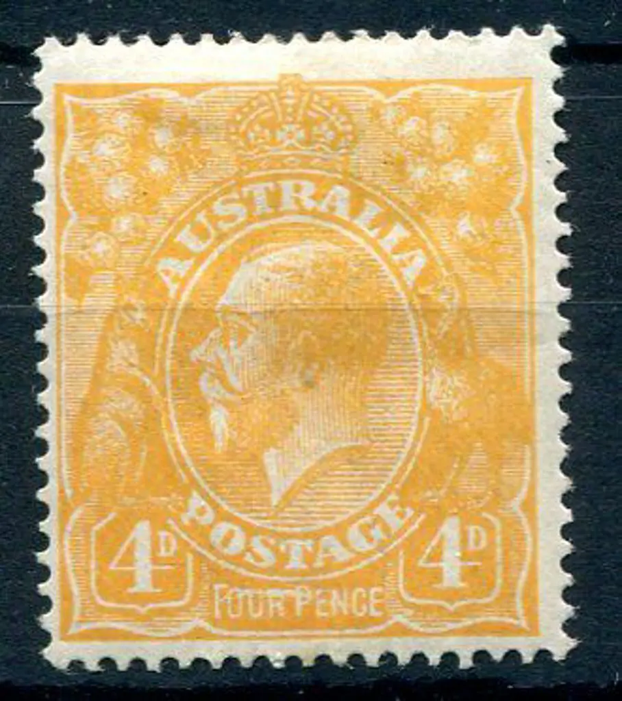 1914-20 Single Watermark 4d orange with "line ... Image 1++