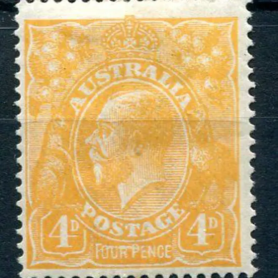 1914-20 Single Watermark 4d orange with "line ...