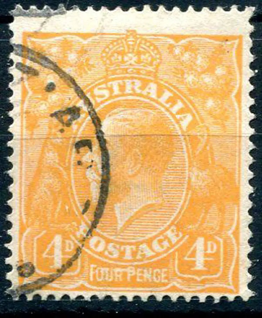 1914-20 Single Watermark 4d orange yellow aniline ... Image 1++