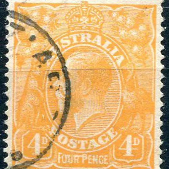 1914-20 Single Watermark 4d orange yellow aniline ...