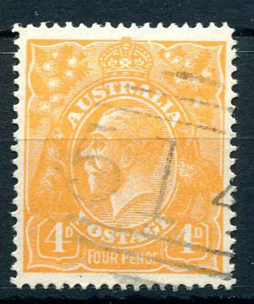 1914-20 Single Watermark 4d orange yellow aniline ... Image 1++