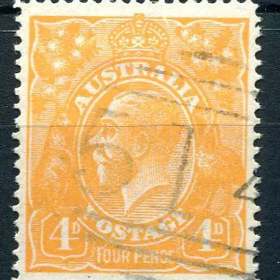1914-20 Single Watermark 4d orange yellow aniline ...