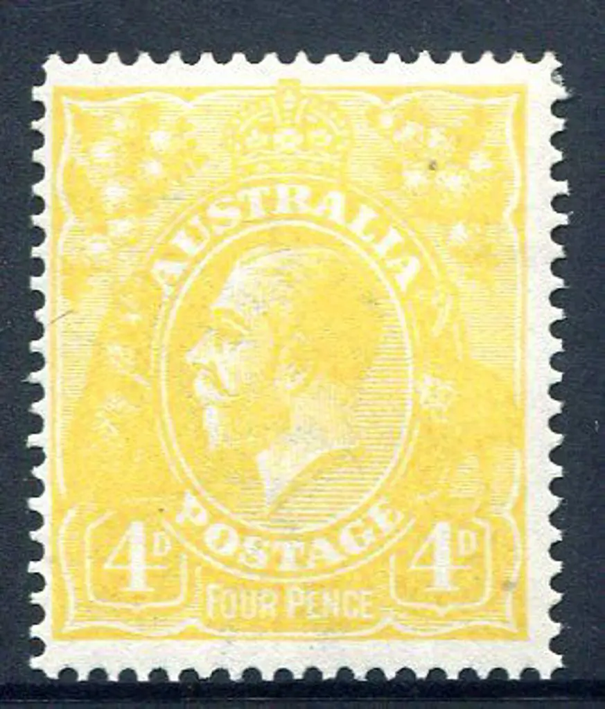 1914-20 Single Watermark 4d yellow-lemon. Fresh ... Image 1++