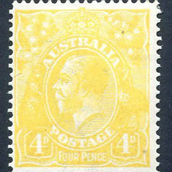 1914-20 Single Watermark 4d yellow-lemon. Fresh ...
