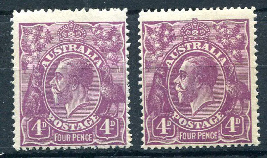 1914-20 Single Watermark 4d violet with "horned ... Image 1++