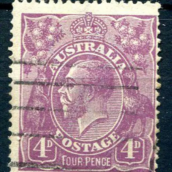 1914-20 Single Watermark 4d violet with "line ...