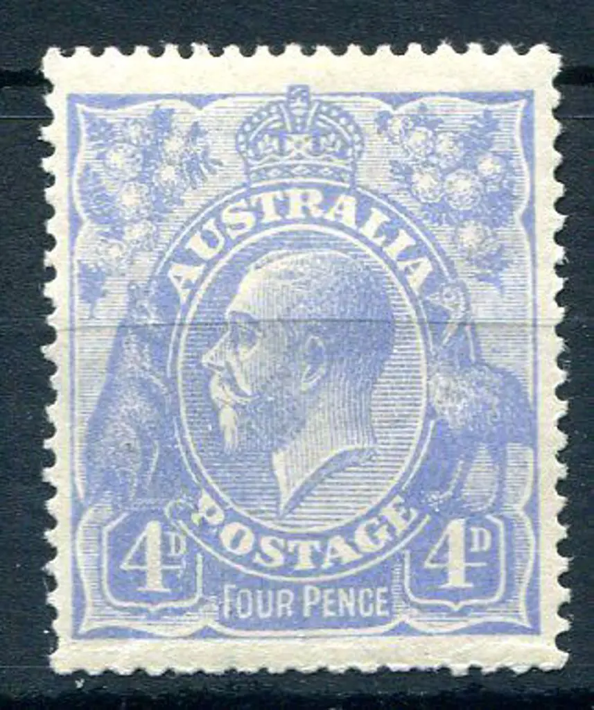 1914-20 Single Watermark 4d ultramarine with "thin ... Image 1++