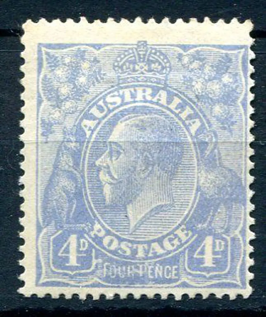 1914-20 Single Watermark 4d ultramarine with "thin ... Image 1++