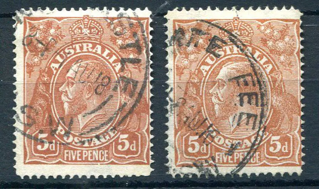 1914-20 Single Watermark 5d chestnut single line ... Image 1++