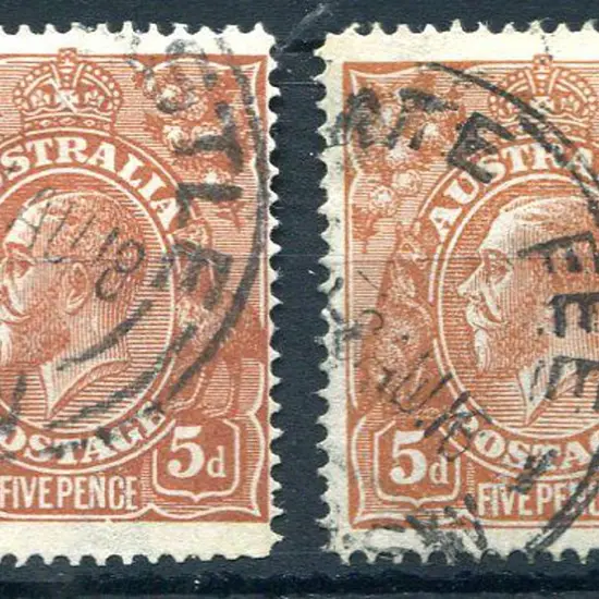 1914-20 Single Watermark 5d chestnut single line ...