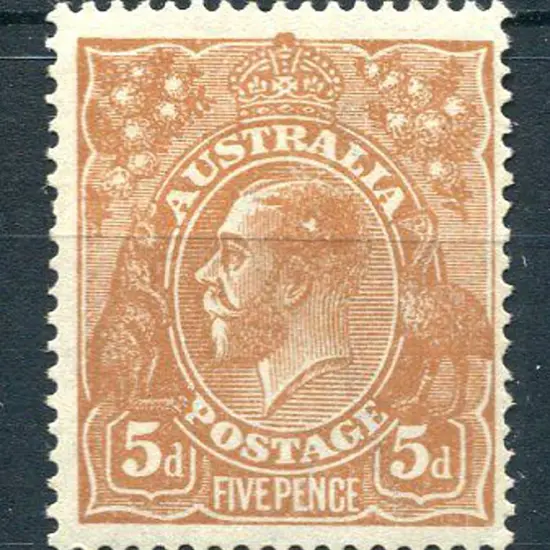 1914-20 Single Watermark 5d yellow brown with ...