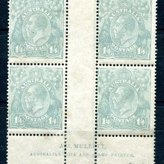 1914-20 Single Watermark 1/4d pale greenish blue ...