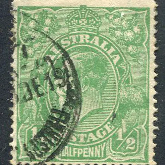 Large Multiple Watermark Perf. 14 ½d bluish-green ...