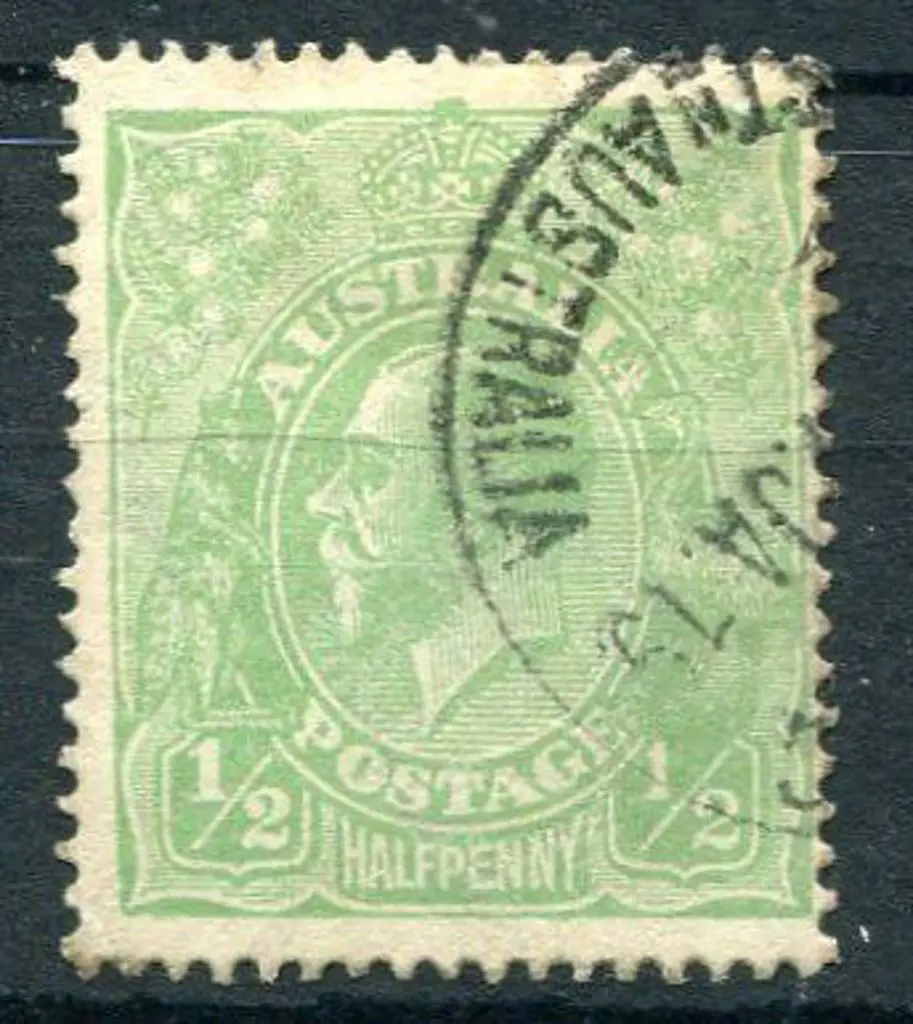 Large Multiple Watermark Perf. 14 ½d dull green ... Image 1++