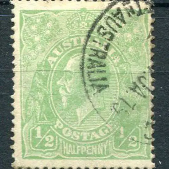 Large Multiple Watermark Perf. 14 ½d dull green ...