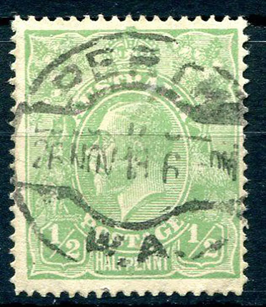 Large Multiple Watermark Perf. 14 ½d green with ... Image 1++