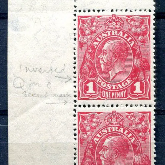 Large Multiple Watermark Perf. 14 1d carmine-rose ...