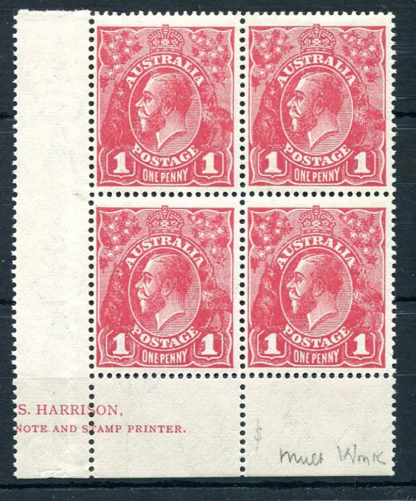 Large Multiple Watermark Perf. 14 1d carmine-rose ... Image 1++