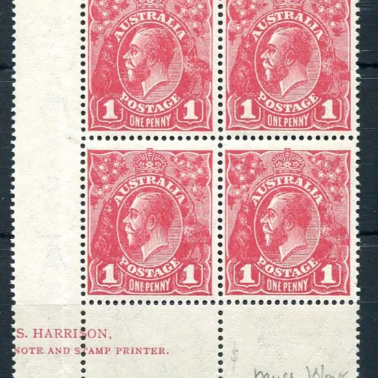 Large Multiple Watermark Perf. 14 1d carmine-rose ...