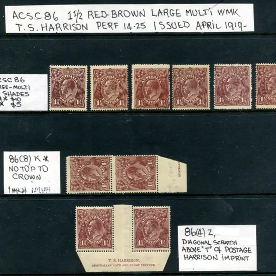 Large Multiple Watermark Perf. 14 1½d brown, Die1 ...