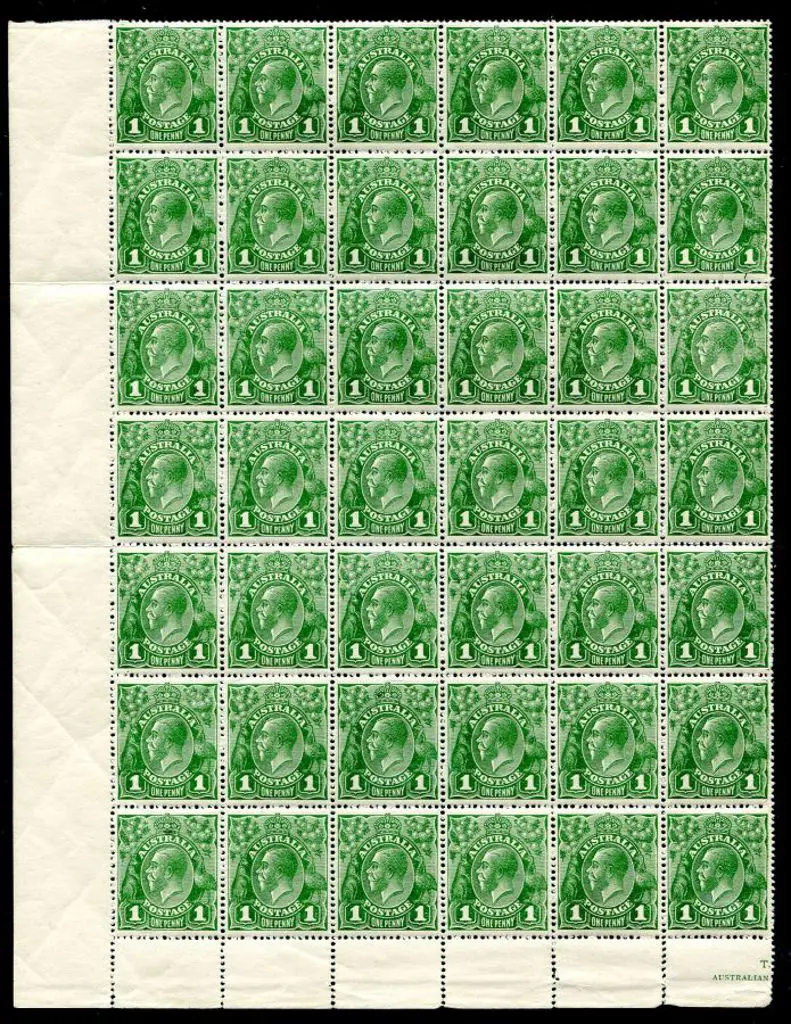 1924 No Watermark 1d green, plate 3, clichés V/19 ... Image 1++