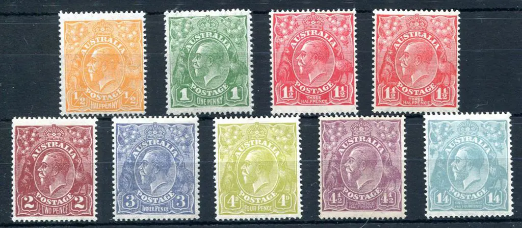 1926-30 SM watermark Perf. 14 ½d to 1/4d set of 9. ... Image 1++
