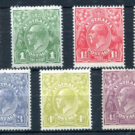 1926-30 SM watermark Perf. 14 ½d to 1/4d set of 9. ...