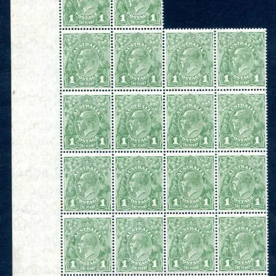 1926-30 SM watermark Perf. 14 1d green irregular ...