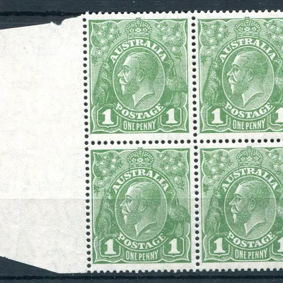 1926-30 SM watermark Perf. 14 1d green, plate 4, ...