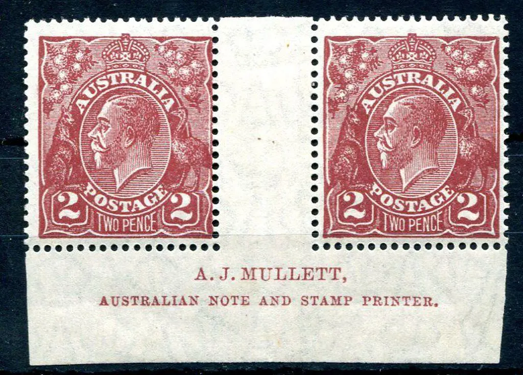 1926-30 SM watermark Perf. 14 2d red-brown Mullett ... Image 1++