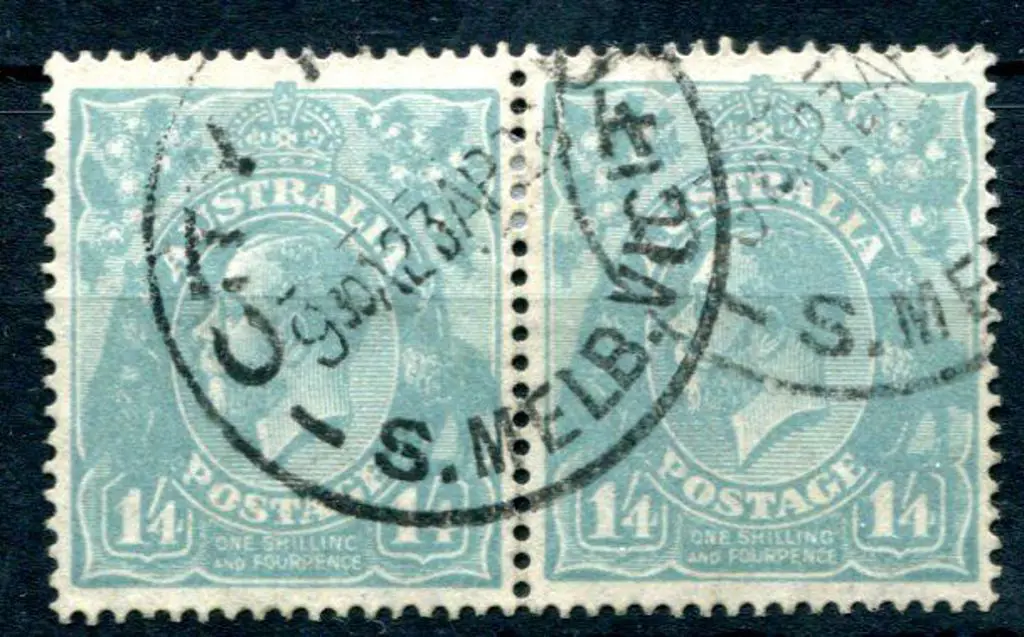 1926-30 SM watermark Perf. 14 1/4d turquoise-blue. ... Image 1++