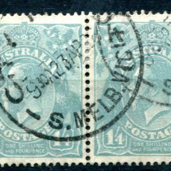 1926-30 SM watermark Perf. 14 1/4d turquoise-blue. ...