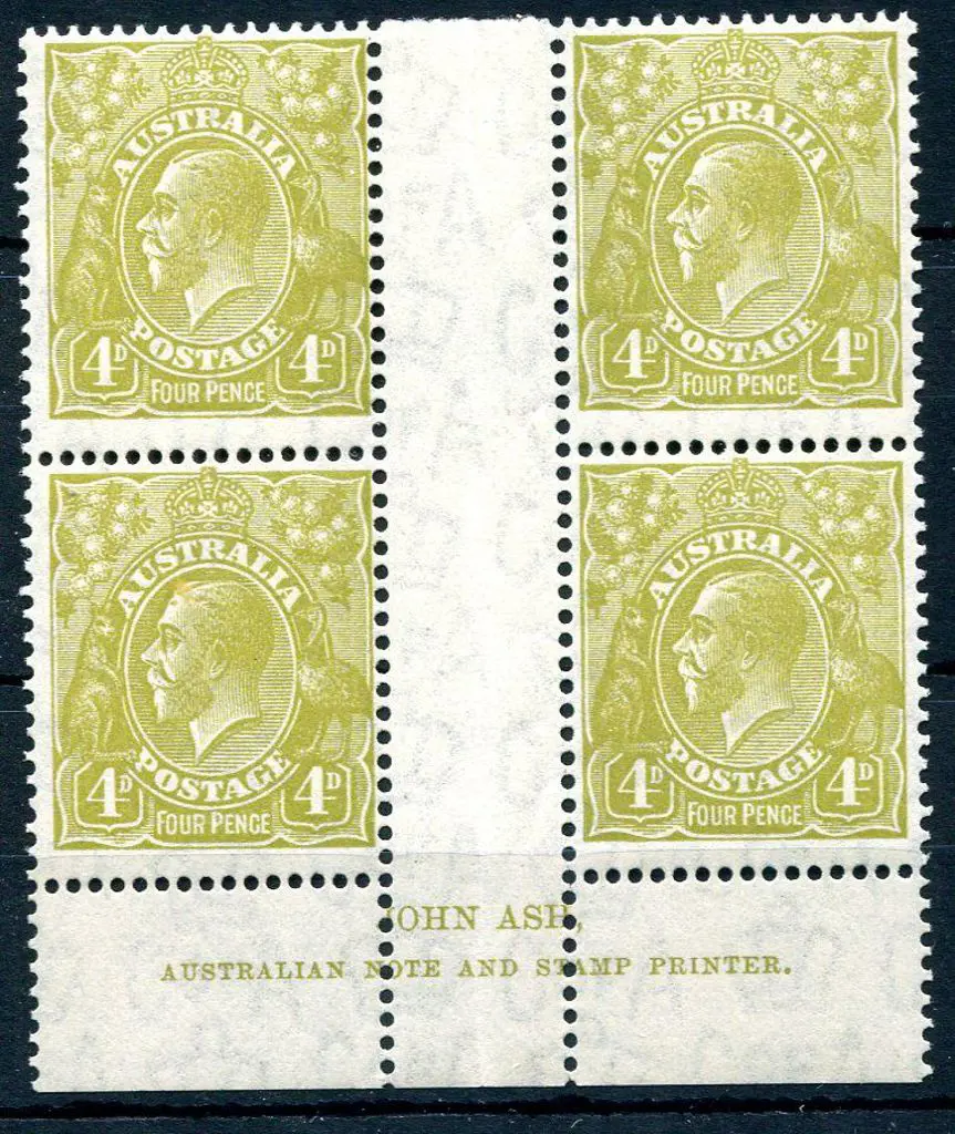 1931-36 CofA 4d greenish-olive John Ash Imprint ... Image 1++