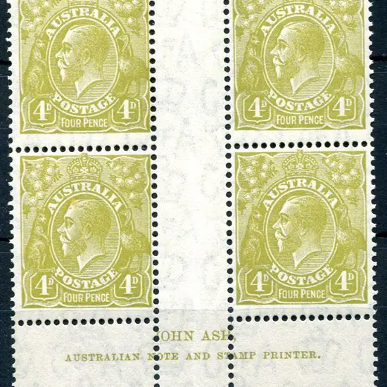 1931-36 CofA 4d greenish-olive John Ash Imprint ...