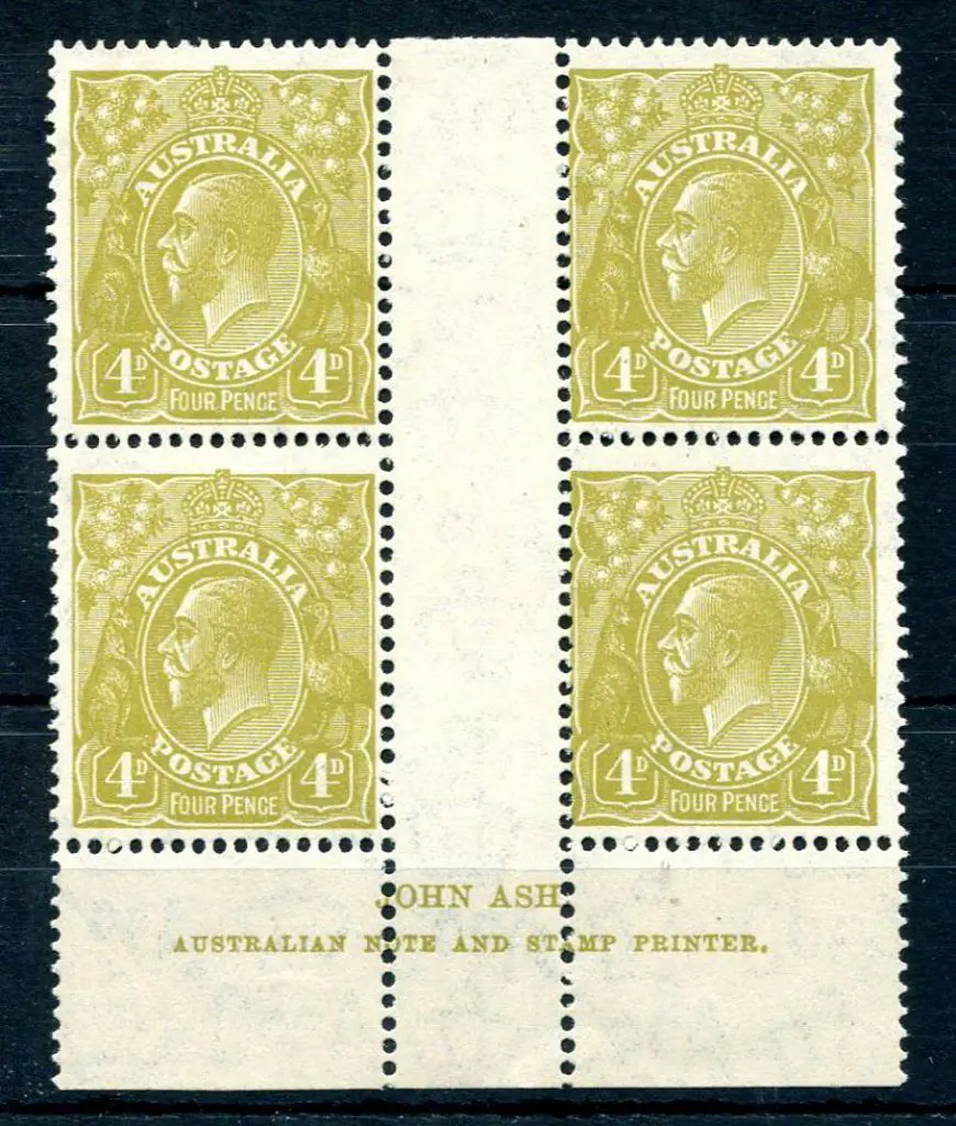 1931-36 CofA 4d greenish-olive, plate 3 John Ash ... Image 1++